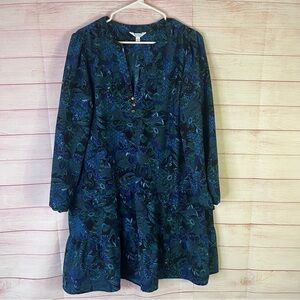 Time and Tru Floral Tiered Long‎ Sleeve Dress Size Large (12-14)